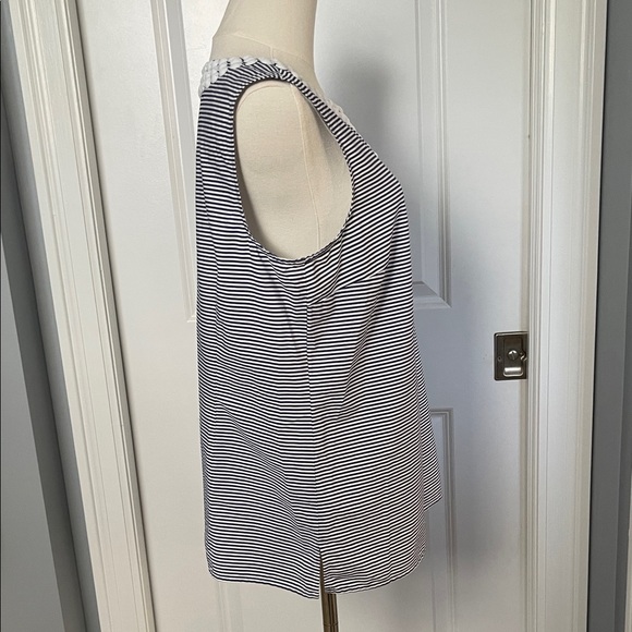 Talbots Striped Sleeveless Top with Beaded Neckline - Picture 6 of 9